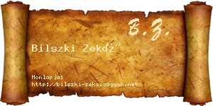 Bilszki Zekő névjegykártya